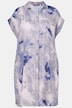 Blusa dal taglio lungo e oversize con stampa a effetto marmo, colletto da camicia e mezze maniche