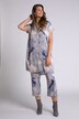 Blusa dal taglio lungo e oversize con stampa a effetto marmo, colletto da camicia e mezze maniche
