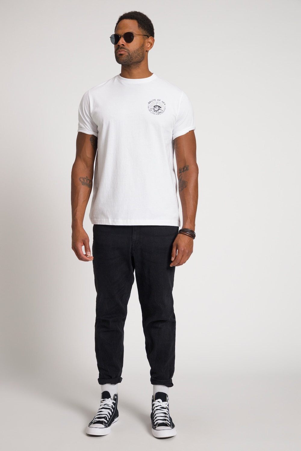 STHUGE T-shirt, print, ronde hals, korte mouwen, t/m 8 XL