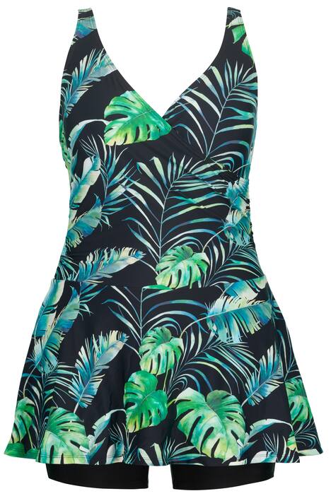 Plavkové šaty, potisk džungle, měkké košíčky