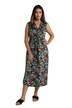 Midi šaty, motýli, výstřih do V, bez rukávů