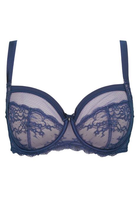 Podprsenka s kosticemi, květovaná krajka, síťovina, košíčky D-E