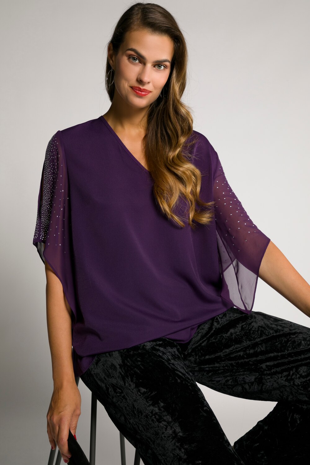 Grote Maten tuniek, Dames, paars, Maat: 42/44, Polyester/Viscose, Ulla Popken Grote Maten tuniek, Dames, paars, Maat: 42/44, Polyester/Viscose, Ulla Popken