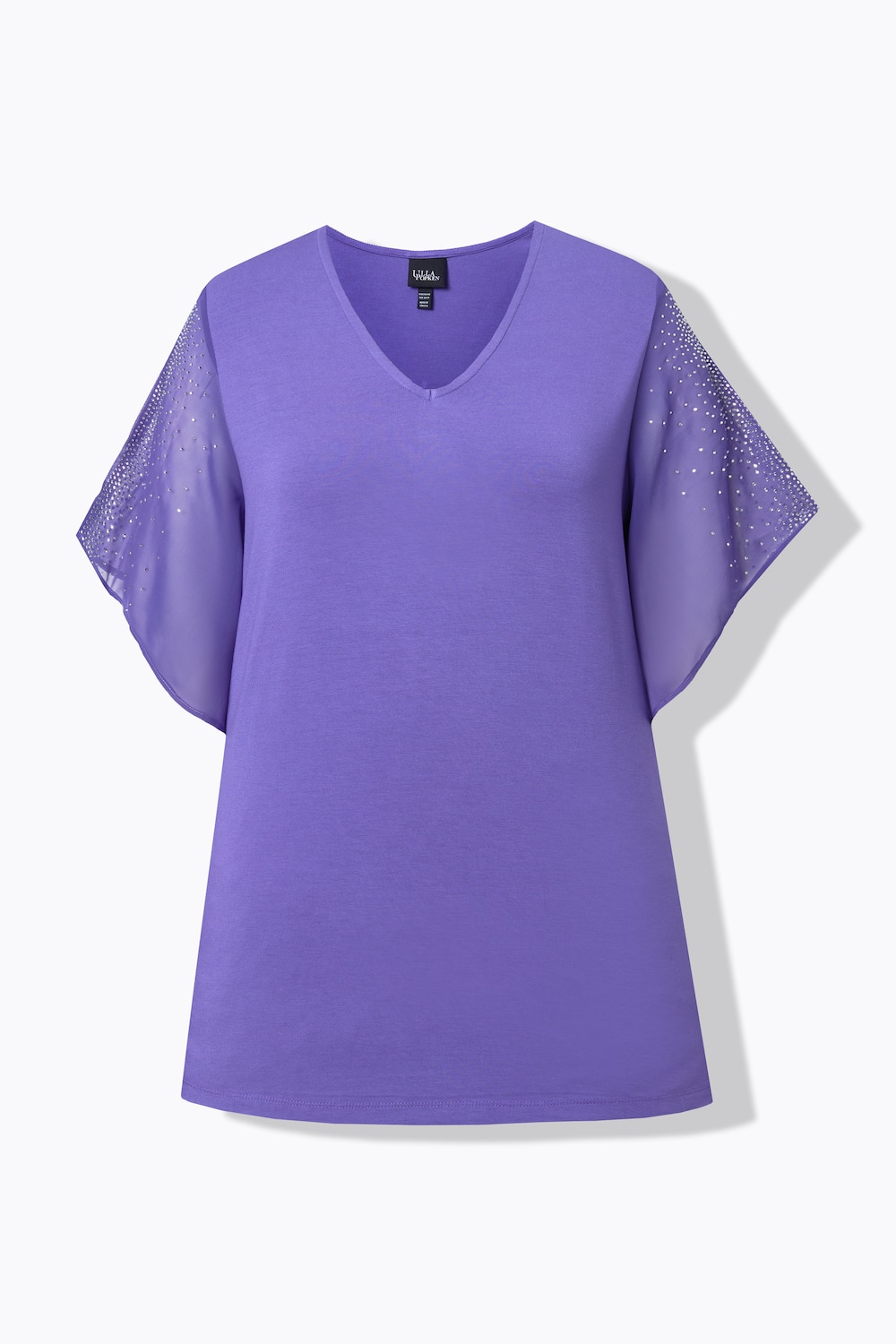 Stora storlekar Tunika i A-linjemodell med v-ringning, Dam, lila, storlek: 42/44, Polyester/Viskos, Ulla Popken