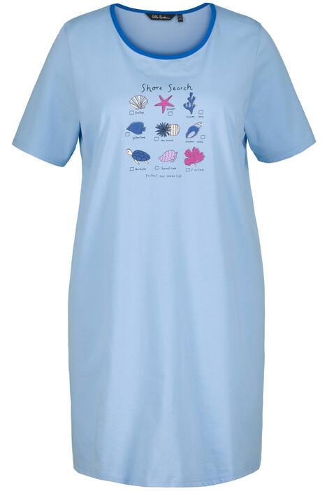 Dlouhé tričko, plážový motiv, kulatý výstřih, krátké rukávy