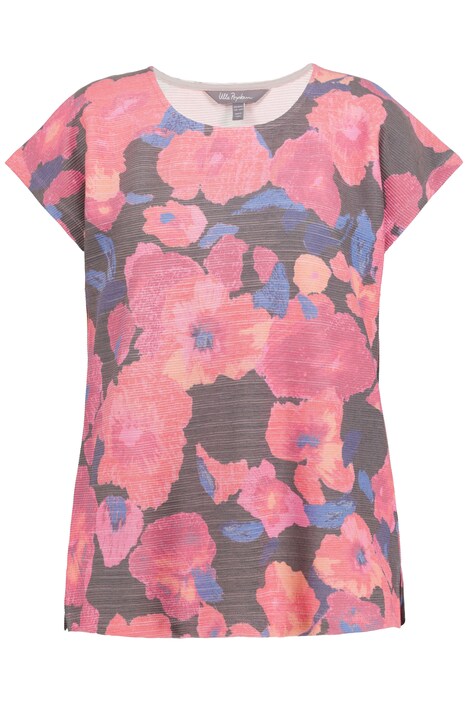 Mikina, květy, oversize, kulatý výstřih, krátké rukávy