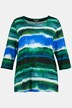 Tie Dye Stripe Square Neck Slinky Stretch Knit Top