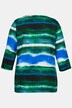 Tie Dye Stripe Square Neck Slinky Stretch Knit Top