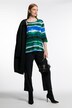 Tie Dye Stripe Square Neck Slinky Stretch Knit Top