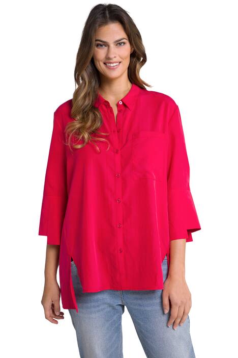 Košilová halenka, vzadu delší, límeček, 3/4 rukávy