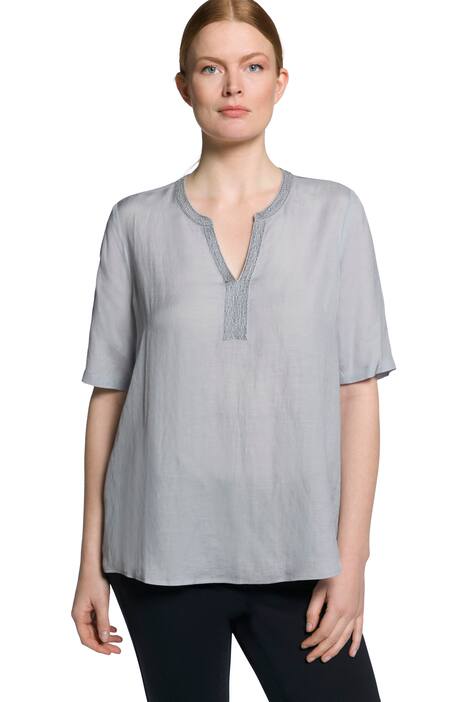 Tunika, perly, tunikový výstřih, krátké rukávy, lněná směs