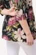 Bluse, Blüten, A-Linie, Tunika-Ausschnitt, 3/4-Arm