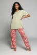 Pyjamas, paisley, spets, rund hals, halv ärm