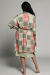 Patchwork Print Stretch Knit Kimono Bathrobe