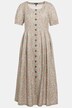 Maxikleid, Blüten, Rundhals, Halbarm, Leinenmix