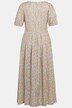 Maxikleid, Blüten, Rundhals, Halbarm, Leinenmix