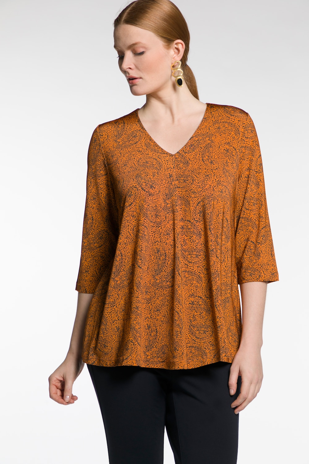 Grote Maten slinky shirt, Dames, oranje, Maat: 54/56, Viscose, Ulla Popken