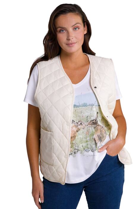 Prošívaná vesta, výstřih do V, vzadu delší, bez rukávů