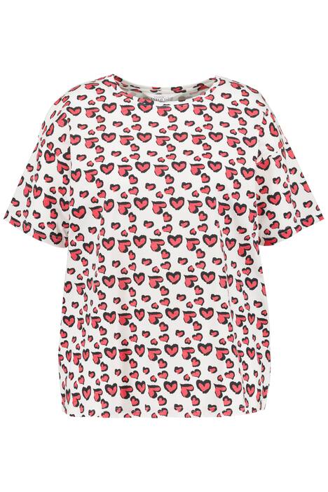 Tričko, oversize, srdce, kulatý výstřih, krátké rukávy