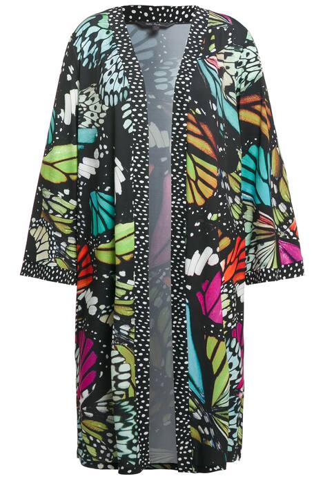 Kimono, motýl, otevřený střih, kulatý výstřih, dlouhé rukávy