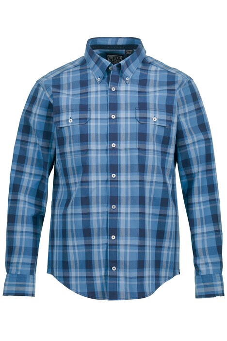 Kostkovaná košile, dlouhé rukávy, Modern střih, límec s knoflíky, do 8XL