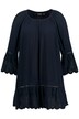 Tunika, volánový lem, A střih, kulatý výstřih, 3/4 rukávy
