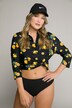 Lemon Print Rash Guard Stretch Swim top
