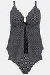 Dot Print Handkerchief Hem Front Lined Tankini Set