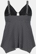 Dot Print Handkerchief Hem Front Lined Tankini Set