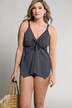 Dot Print Handkerchief Hem Front Lined Tankini Set