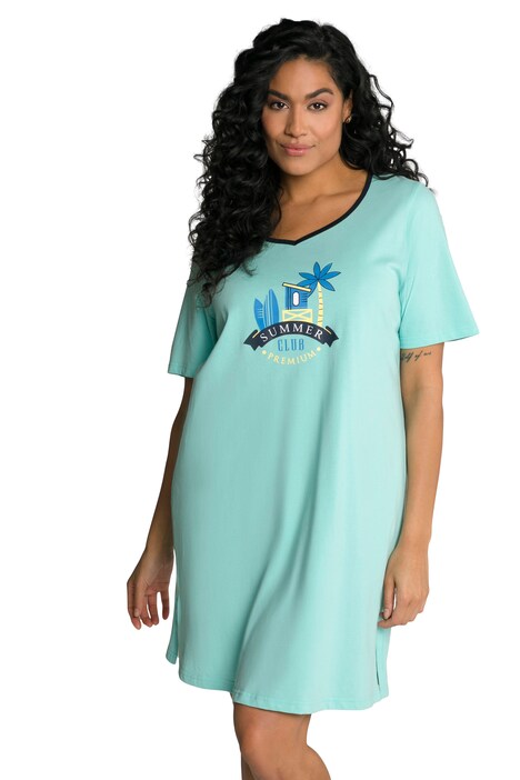 Dlouhé tričko, Summer Club, srdcový výstřih, krátké rukávy