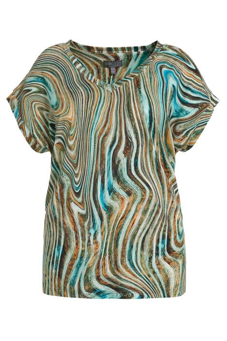 Tričko, vlnitý potisk, Slim, krátké, výstřih do V, krátké rukávy