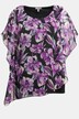 chiffon blouse, dubbellaags, bloemen, ronde hals, korte mouwen