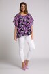 chiffon blouse, dubbellaags, bloemen, ronde hals, korte mouwen