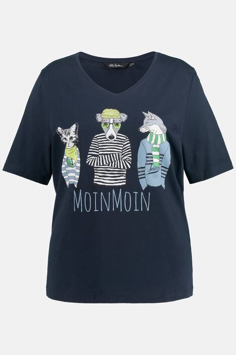 T-Shirt, Moin Moin, V-Ausschnitt, Halbarm