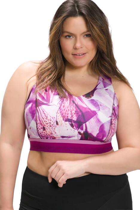 Bustier top, orchideje, výstřih do V