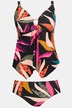 Tankini, imprimé exotique, bonnets souples, finition en pointe