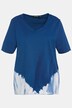 Sweatshirt, Batik, offene Kanten, V-Ausschnitt, Halbarm