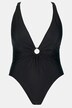 Badeanzug, tiefer V-Ausschnitt, Softcups, gekreuzte Träger, Zierring