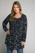 Floral Print Front Smocked Long Sleeve Tunic Blouse