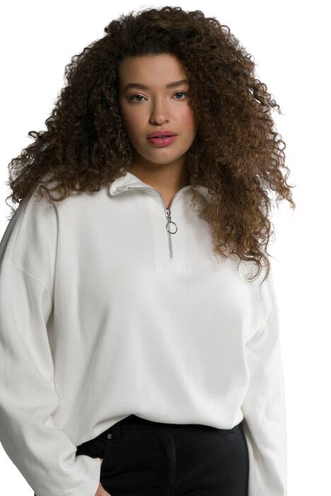 Troyer, oversize, stojáček, zip, dlouhé rukávy