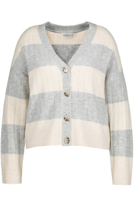 Rozepínací svetr, oversize, výstiřh do V, dlouhé rukávy, pruhy