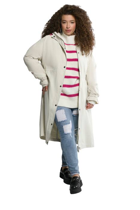 Parka, A střih, kapuce, zip, dlouhé rukávy, stahování v pase