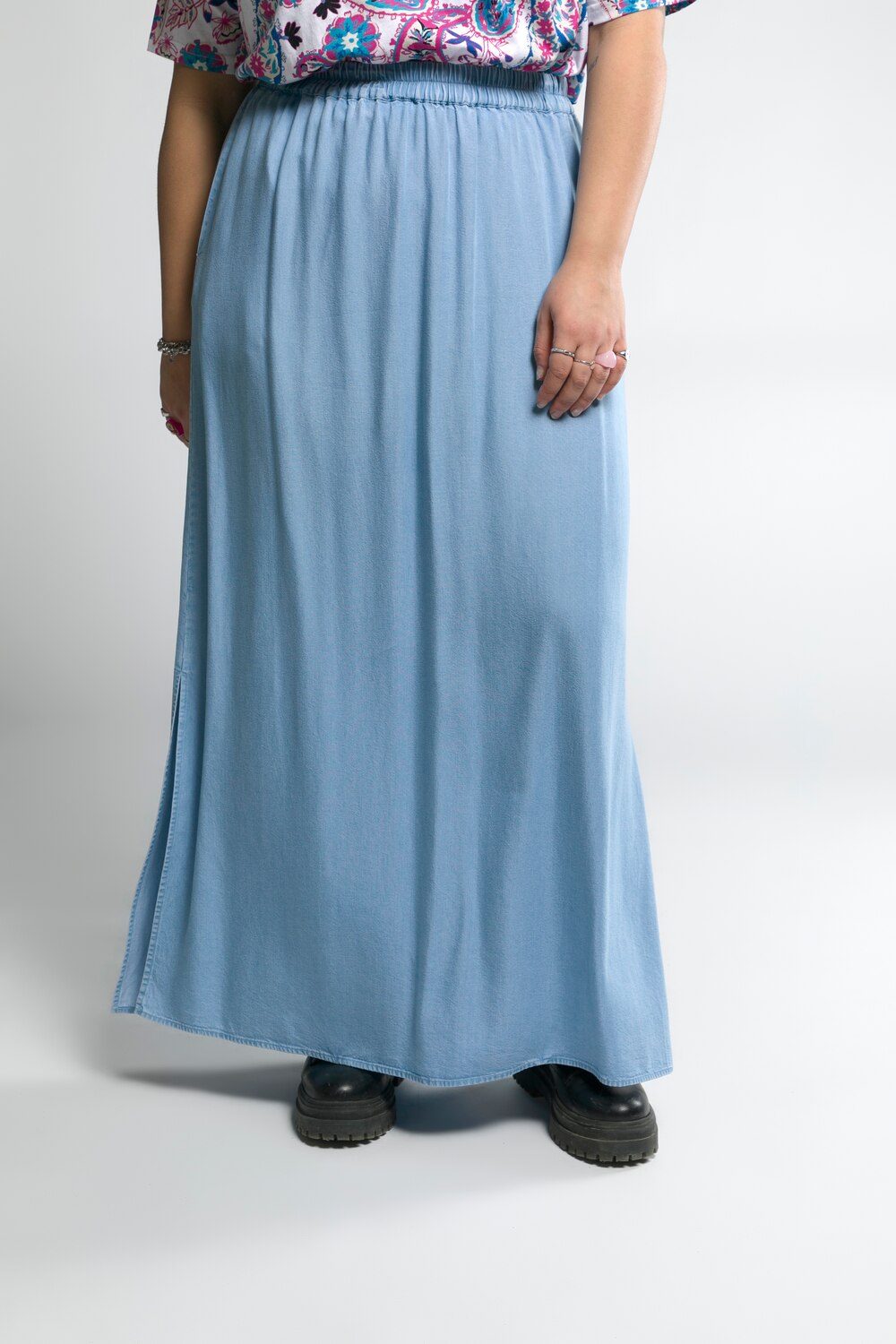 Grote Maten maxi-rok, Dames, blauw, Maat: 42/44, Synthetische vezels, Studio Untold