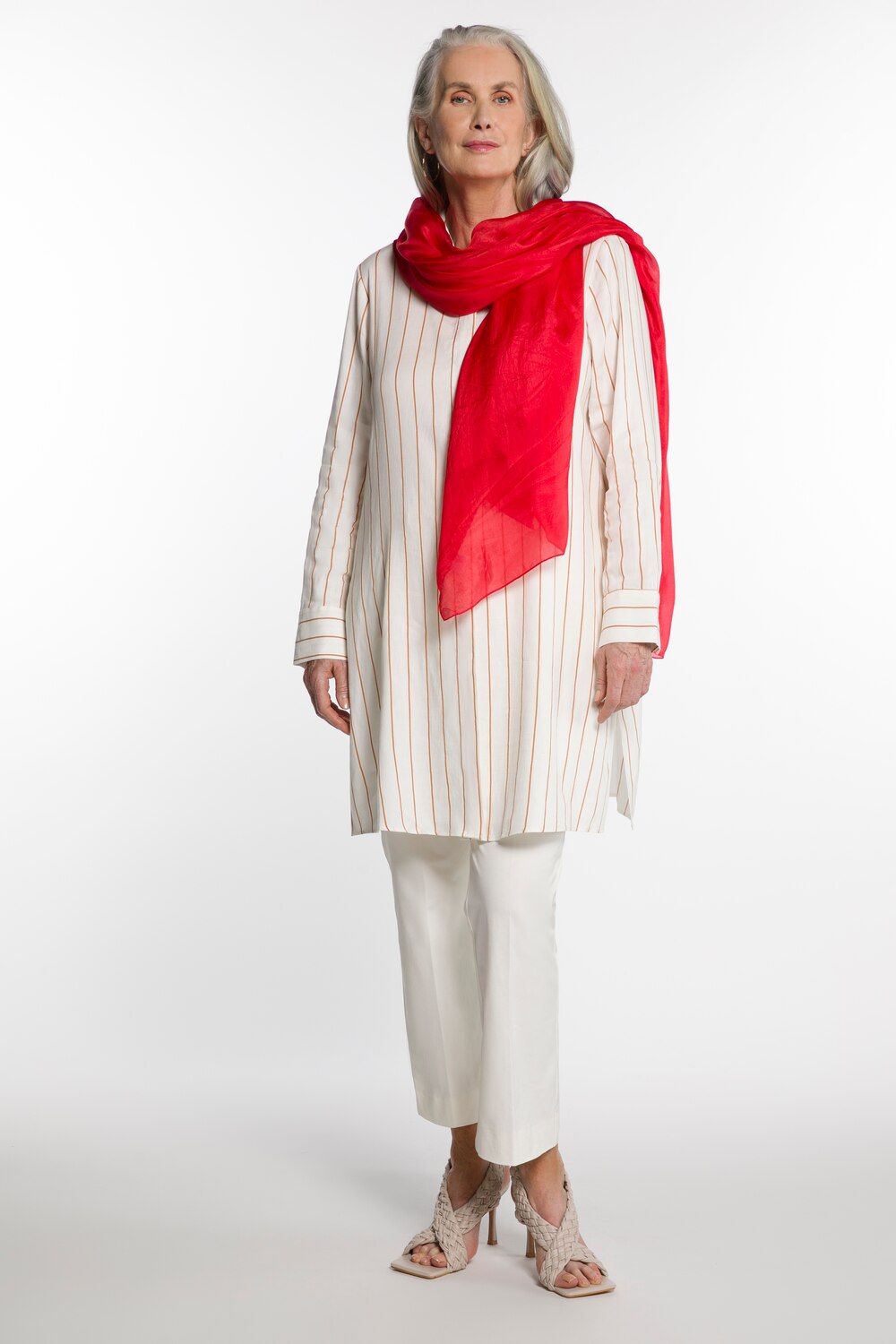 Grote Maten zijden sjaal, Dames, rood, Maat: One Size, Zijde, Ulla Popken
