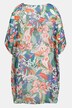 Szyfonowa tunika w kwiaty, szeroki krój, dekolt w szpic, krótkie rękawy