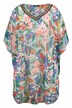 Tunika, květy, extra široká, výstřih do V, krátké rukávy