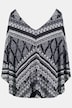 Wzorzysta bluzka z wycięciami na ramionach, ceramiczny wzór, rękawy 3/4
