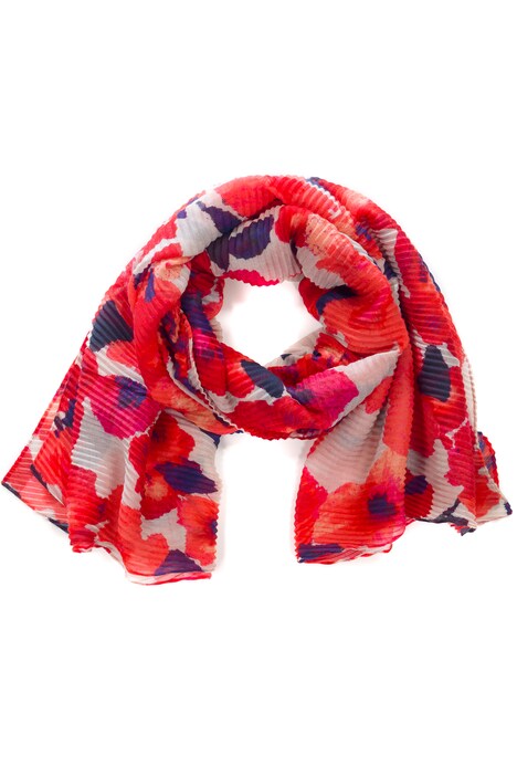 Plisovaný šál, květy, extra dlouhý