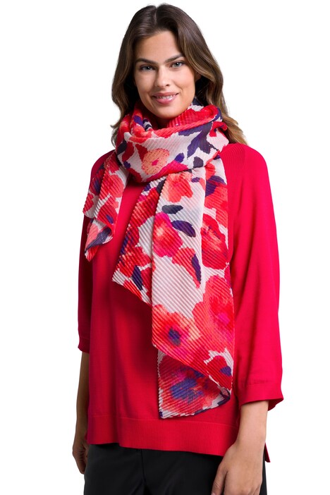 Plisovaný šál, květy, extra dlouhý